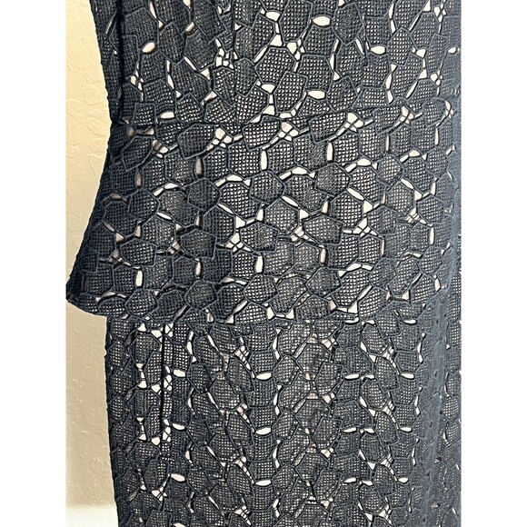 Diane von Furstenberg Black Delian Pebble Lace Peplum Dress Size 10 Part time - Picture 8 of 14